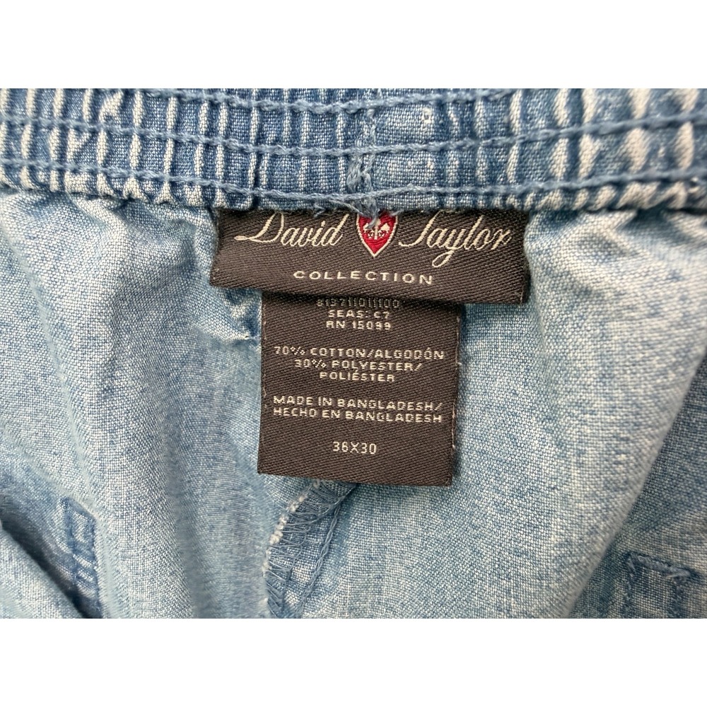 David Taylor Elastic Waist Denim Pants Light Wash Casual Blue Jeans | Mens 36x30 - Picture 3 of 13